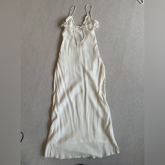 ZARA - SATIN EFFECT midi maxi slip DRESS tie front polka dot - Picture 6 of 10